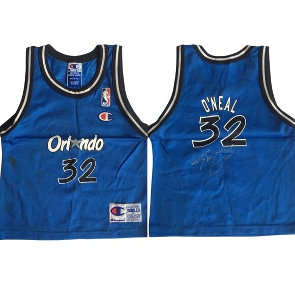 Champion Other - Kid Vintage **Signed by Shaq Shaquille O'neal** Orlando Magic Basketball Jersey